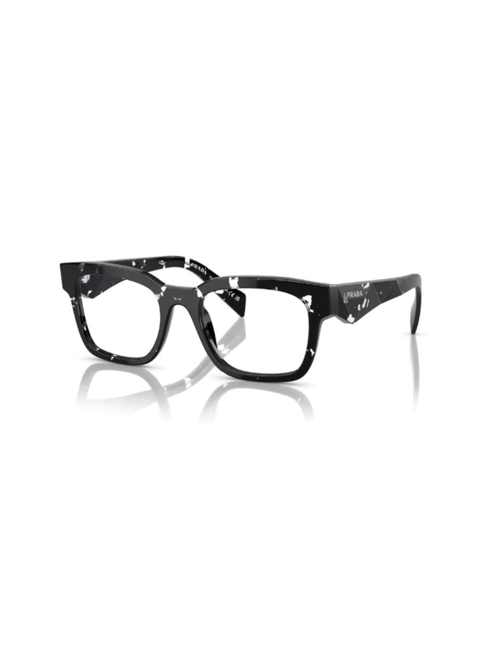 Prada PRA10V 15O1O1 51 Black Transparent Havana Eyeglasses Optical Frame
